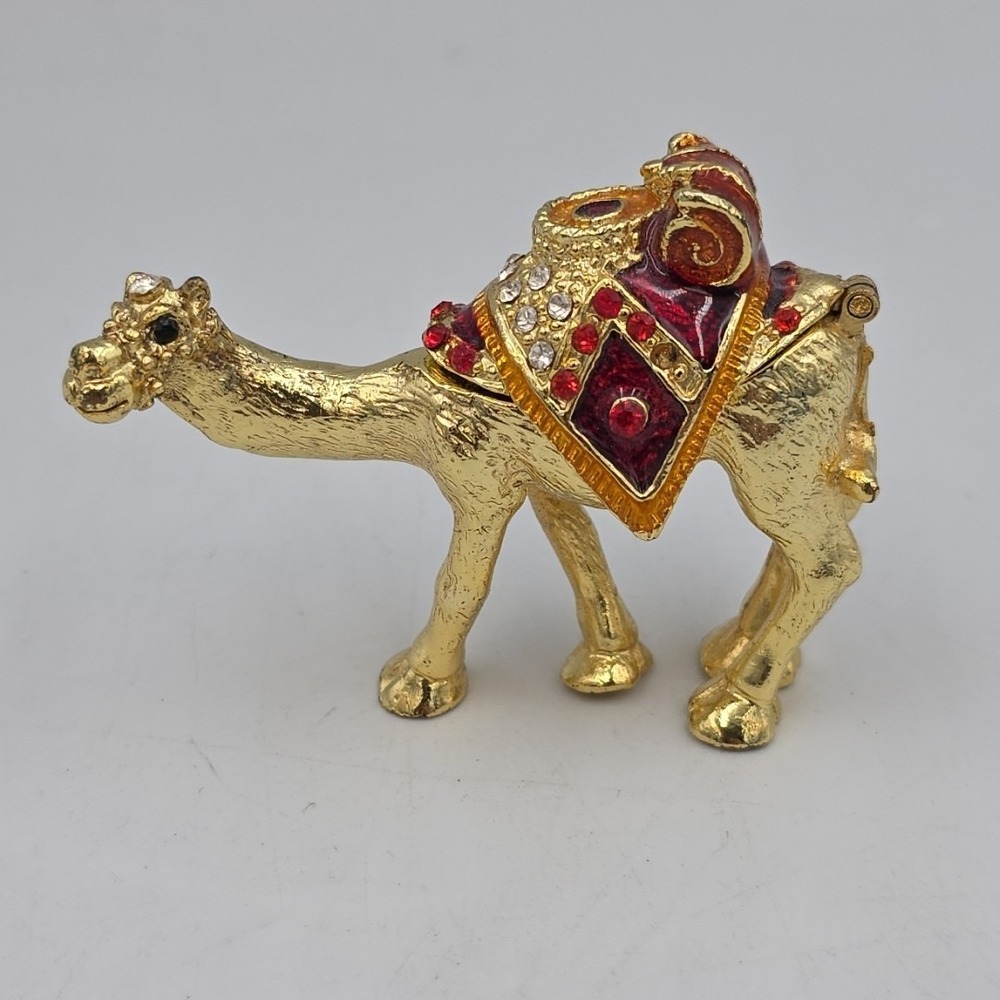 Camel Trinket‎ Box Bejeweled Enameled Collectible With Hinged Lid